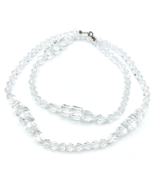 Vintage Art Deco Sparkling Clear Crystal 37&quot; Long Necklace Sterling Silv... - £77.08 GBP
