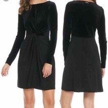 Michael Kors Black Velvet Jersey Twist Front Womenes Size Small Holiday - £24.76 GBP