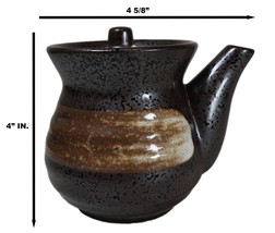 Japanese Black Tenmoku Glazed Porcelain Soy Sauce Oil Vinegar Dispenser ... - £19.15 GBP
