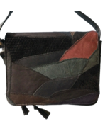 Vintage Small Patchwork  Suede Leather Purse Handbag Multicolor - £18.05 GBP