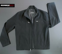 EXPRESS Men&#39;s Water Resistant Zip-Up Wool Mid Jacket Coat 2 Chest Pockets BLACK - £31.53 GBP