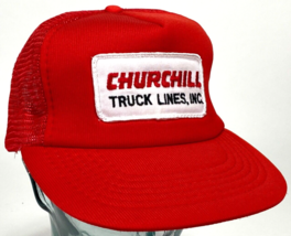 CHURCHILL Truck Lines Inc. Hat-Mesh-Patch-Snapback-Trucker-Red-Vintage-K... - $14.25