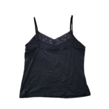 Vanity Fair Slip Shirt Top ~ Sz 36 ~ Black ~ Sleeveless ~ Lace Trim - $22.49