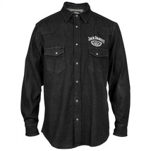 Jack Daniel&#39;s Denim Western Snap Buttons Shirt Black - £56.48 GBP+