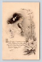 Gibson Girl Woman Like a Rose In Summer Weather Poem 1914 DB Postcard M2 - £12.38 GBP