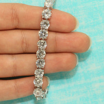 14K Plaqué or Blanc 4.5 CT Simulé Diamant Bracelet Tennis 16.5cm Femmes - £228.46 GBP
