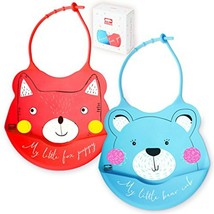 2 Sets of Silicone Waterproof Baby Feeding Bibs Comfortable, Soft, Adjus... - $465.28 MXN