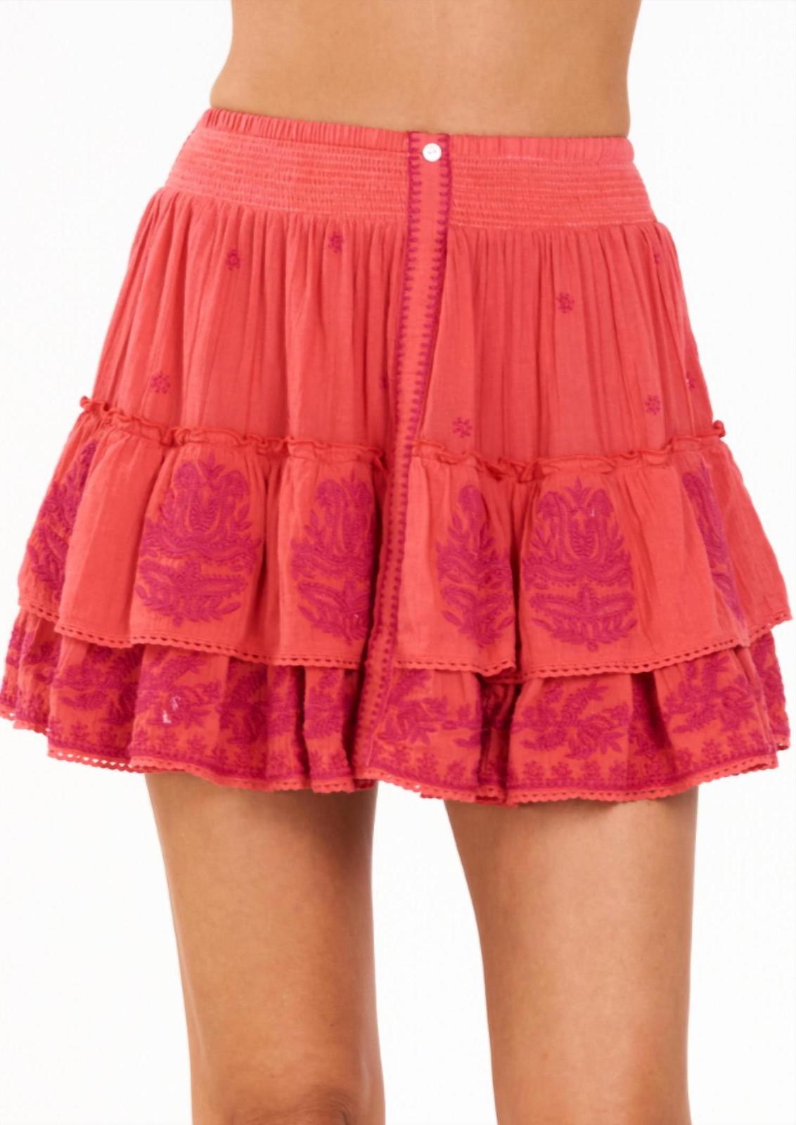 M.a.b.e. Mina Embroidered Mini Skirt Coral - $95.00