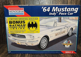 VTG 1995 Monogram 64 Mustang Indy Pace Car &amp; Batman Comic 1/24 Scale Kit # 2456 - $39.55