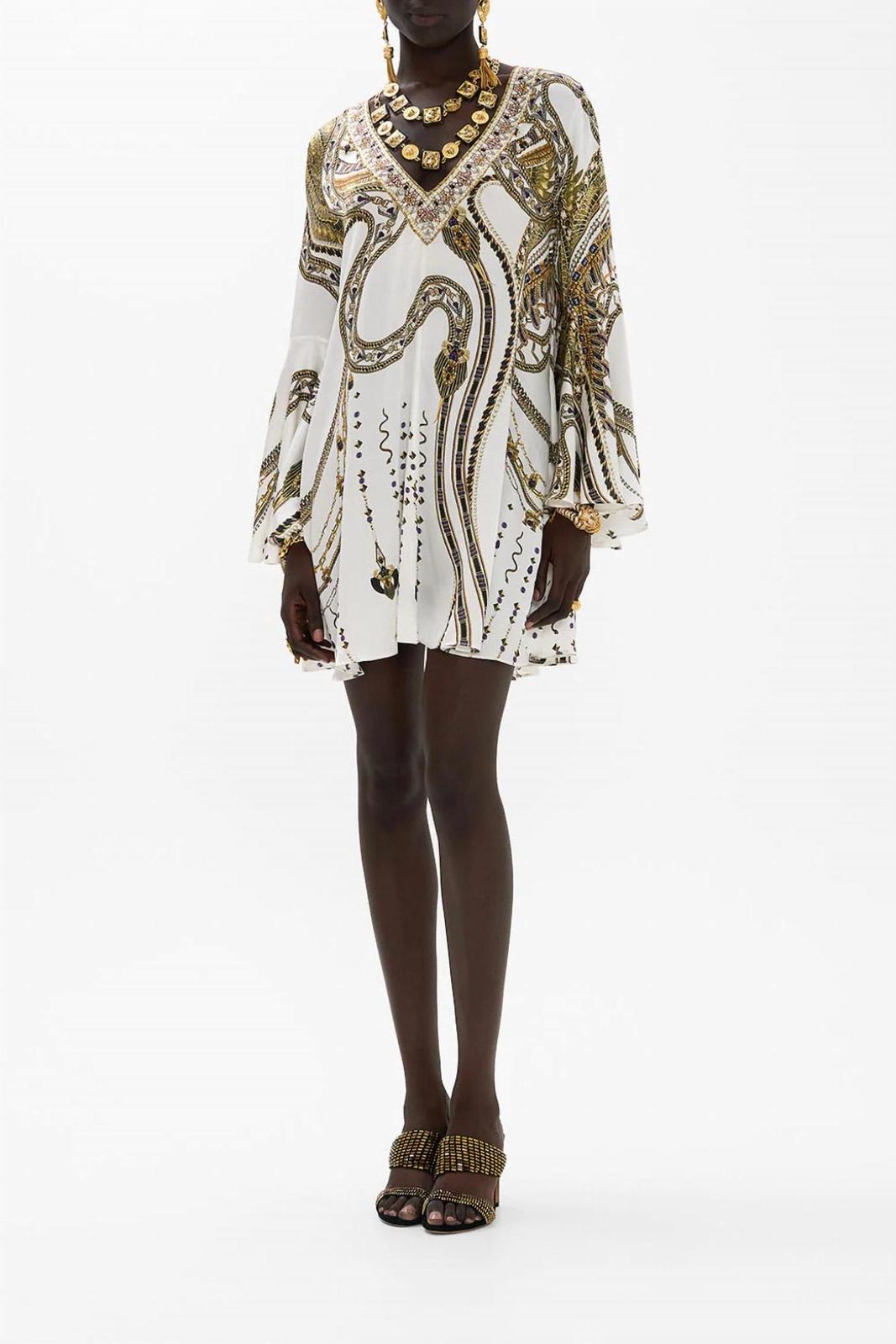Camilla v neck flared sleeve mini dress size M - £239.80 GBP