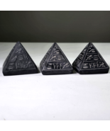 Black Egyptian Pyramid Paperweights Carved Soapstone Figurine Hieroglyph... - $60.00