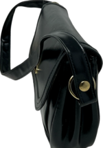 Vtg Empress Black Leather Purse Handbag Shoulderbag Organizer Gold Hardware NWT image 4