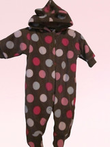 NWT - CARTER&#39;S Girls Size 3M Polka Dot Long Sleeve Footed &amp; Hooded Fleec... - £21.49 GBP