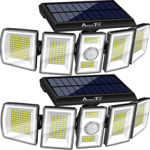 Solar Lights Outdoor 5 Adjustable Heads 360° Wide Angle Illumination 2 Pack NEW - £41.63 GBP