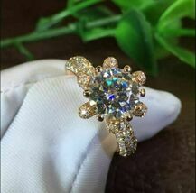 An item in the Jewelry & Watches category: 3Ct Round CZ Moissanite Solitaire Engagement Ring 14K Yellow Gold Plated -Silver