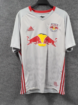 Adidas Jersey Shirt Mens Large Gray Red New York Climalite Red Bulls Soccer MLS - £30.99 GBP