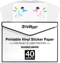 Printable Vinyl For Inkjet And Laser Printers - 40 Glossy White, 8.5&quot;X11&quot;. - £25.53 GBP