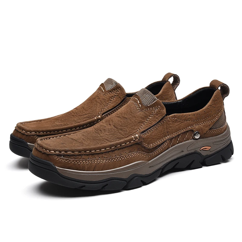  Real Leather Men&#39;s Shoes Outdoor Loafers  Soft Leather Men&#39;s Driving Shoes Plat - $107.40