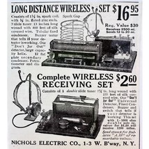 1914 Long Distance Wireless Set - Nichols Electric - Original Vtg PRINT AD - $14.84