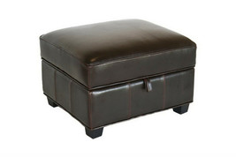 Storage Ottoman Padded Dark Brown Leather Cube Square Flip Top - £165.11 GBP