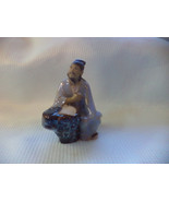 Stunning Chinese Pottery Mud man  With  Paint Brush   Sitting On A Rock - £11.81 GBP