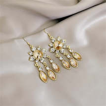 Champagne Crystal &amp; Cubic Zirconia Sun Tassel Drop Earrings - £11.14 GBP