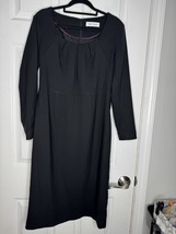THE FOLD LONDON Black Long Sleeve 99% Virgin Wool MIDI Pencil Dress Size 12 - $149.99