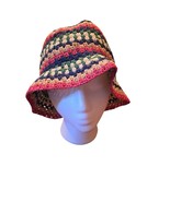 Brixton Raffia Straw Crochet Bucket Hat XS Rainbow Boho Festival Y2K Beach - $356.40 MXN