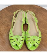 Stuart Weitzman Womens Sandals 7.5 Green Snakeskin Leather Peep Toe Slin... - £57.65 GBP