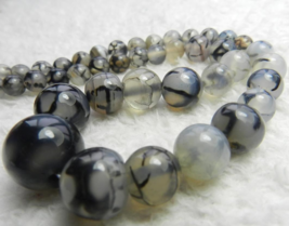 Graduated Dragon Veins Agate Necklace - New - £11.69 GBP