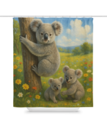 Koala Bear Shower Curtain – Mother & Joeys in Wildflower Meadow Bathroom Decor 7 - $45.00