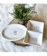 Rae Dunn &quot;JUST MARRIED&quot; Two Divided Dish &amp; Forever Platter Plate Lot of ... - £21.56 GBP