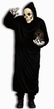 BLACK HORROR ROBE GRIM REAPER SCREAM ADULT HALLOWEEN COSTUME SIZE STANDA... - $26.61