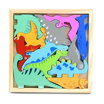 Dinosaur Multicolor Puzzle Wooden Toy Set - £10.86 GBP