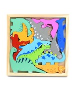 Dinosaur Multicolor Puzzle Wooden Toy Set - £10.89 GBP