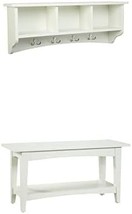 Set In Ivory, The Shaker Cottage 36 In. Storage Coat Hook And Bench With... - £194.21 GBP