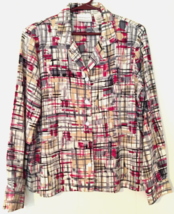 Alfred Dunner button close shirt women size 8 P  long sleeve, multicolor - £7.53 GBP