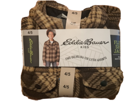 Eddie Bauer Boy&#39;s Snap Button Sherpa Lined Shirt Jacket Sz 4/5 NWT - £14.75 GBP