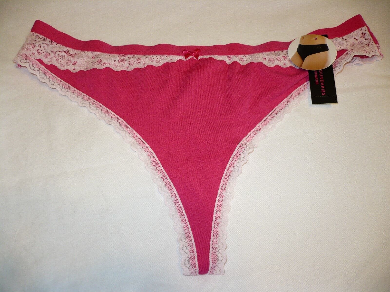 No Boundaries Women&#39;s Cotton W Lace Thong Fuchsia Burst Size XXL 1 Pair - $9.74