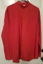 Bruno Conte Men&#39;s Red Dress Shirt With Band Collar Size Large Tall 36/37 - £11.41 GBP
