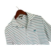 Peter Millar Summer Comfort Cotton Polo Shirt White Blue Stripes Size Med - $29.69