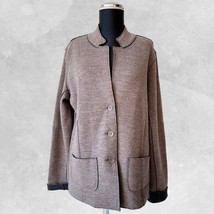 Eileen Fisher Brown Merino Wool Double Knit Felt Collar Shaped Jacket - ... - $66.45
