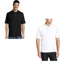 Hanes X-Temp Mens Polo Shirts Short Sleeve Sport Golf Wicking Black Whit... - $13.54 CAD