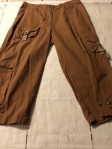 Khakis Women&#39;s Pants International Design 7 Pocket Brown Crop Pants Size 6 - £9.48 GBP