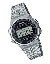 Casio Collection Vintage Unisex Digital Watch with Stainless Steel Strap - $117.42