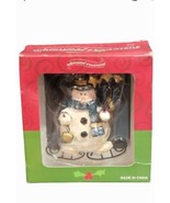 Costco Whimsical Ice Skating Christmas Holiday Snowman Ornament 4&quot; x 3&quot; - £11.68 GBP