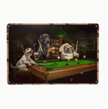 NEW! Dogs &amp; Billiards Metal Tin Sign Vintage Plaque Wall Art Decor Bar Man Cave - £15.18 GBP