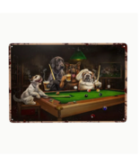 NEW! Dogs &amp; Billiards Metal Tin Sign Vintage Plaque Wall Art Decor Bar M... - £14.92 GBP