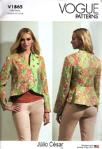 Vogue V1865 Misses 6 to 14 Julio Cesar Lined Jacket Sewing Pattern New - £20.76 GBP