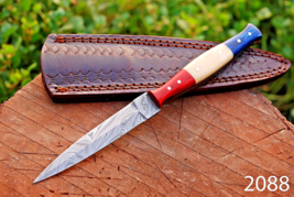 Double-Edged knives Damascus steel Dagger boot Knife Hunting with sheath... - $26.68